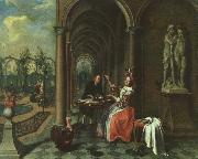 Jan Josef Horemans the Elder Garden with Figures on a Terrace oil painting on canvas
